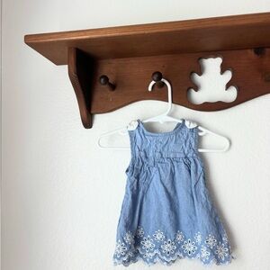 Rene Rofe Blue Sleeveless Dress with White Floral Hem 6-9 mo.
